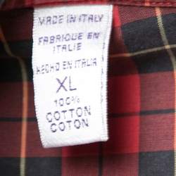 Pre Owned Ralph Lauren Purple Label Red Checked Cotton Button Front Shirt XL 