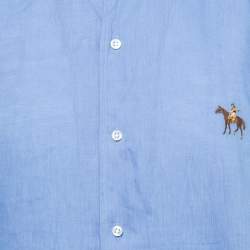 Pre Owned Ralph Lauren Purple Label Blue Linen Tailored Fit Button Front Shirt XXL
