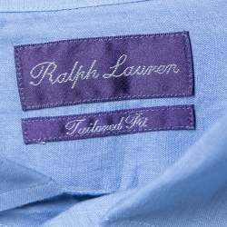 Pre Owned Ralph Lauren Purple Label Blue Linen Tailored Fit Button Front Shirt XXL