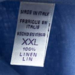 Pre Owned Ralph Lauren Purple Label Blue Linen Tailored Fit Button Front Shirt XXL