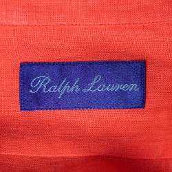 مملوكة مسبقًا Ralph Lauren Purple Label Orange Linen Button Front Shirt M