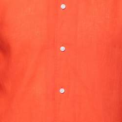 مملوكة مسبقًا Ralph Lauren Purple Label Orange Linen Button Front Shirt M