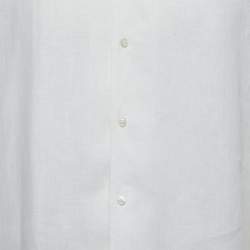 Pre Owned Ralph Lauren Purple Label Bone White Linen Button Front Shirt L