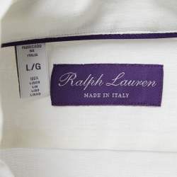 Pre Owned Ralph Lauren Purple Label Bone White Linen Button Front Shirt L