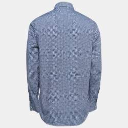 Pre Owned Ralph Lauren Purple Label Blue Printed Cotton Button Down Shirt L