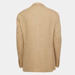Pre Owned Ralph Lauren Purple Label Beige Herringbone Wool Blazer XL