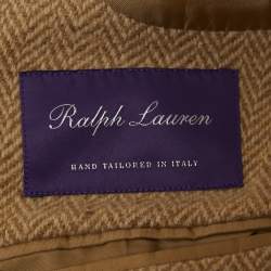 Pre Owned Ralph Lauren Purple Label Beige Herringbone Wool Blazer XL