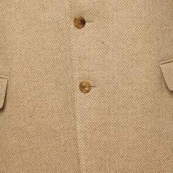 Pre Owned Ralph Lauren Purple Label Beige Herringbone Wool Blazer XL