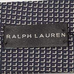 Ralph Lauren Navy Blue Patterned Silk Tie