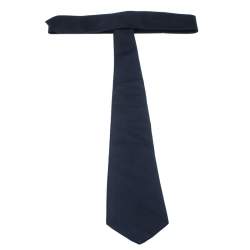 Pre Owned Ralph Lauren Navy Blue Textured Silk Jacquard Tie 