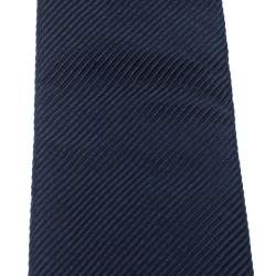 Pre Owned Ralph Lauren Navy Blue Textured Silk Jacquard Tie 