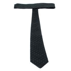 Pre Owned Ralph Lauren Dark Green Dotted Silk Classic TIe
