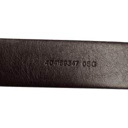 Pre Owned Ralph Lauren Dark Brown Leather Buckle Belt 90CM
