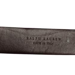Pre Owned Ralph Lauren Dark Brown Leather Buckle Belt 90CM