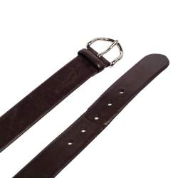 Pre Owned Ralph Lauren Dark Brown Leather Buckle Belt 90CM