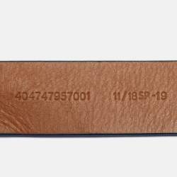 Pre Owned Ralph Lauren Blue Leather Logo Belt 95CM