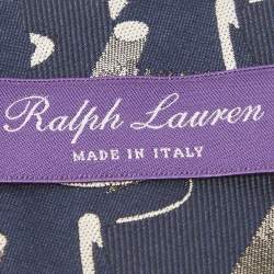 Ralph Lauren Navy Blue Abstract Jacquard Silk Tie
