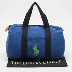 Pre Owned Ralph Lauren Blue Canvas Embroidered Duffel Bag