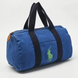 Pre Owned Ralph Lauren Blue Canvas Embroidered Duffel Bag