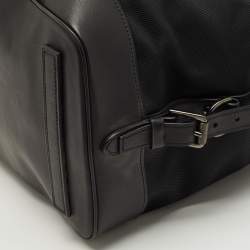 Pre Owned Ralph Lauren Black Leather and Nylon Striped Duffel Bags