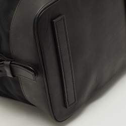 Pre Owned Ralph Lauren Black Leather and Nylon Striped Duffel Bags