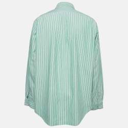 Pre Owned Ralph Lauren Green Striped Cotton Classic Fit Shirt XXL