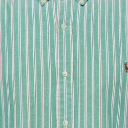 Pre Owned Ralph Lauren Green Striped Cotton Classic Fit Shirt XXL