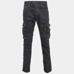 Pre Owned Ralph Lauren Blue Washed Denim Cargo Jeans M Waist 32"