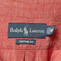 Ralph Lauren Coral Red Cotton Custom Fit Button Down Shirt M
