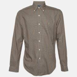 Ralph Lauren Blue/Orange Checked Cotton Button Down Shirt M