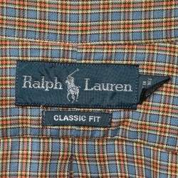 Ralph Lauren Blue/Orange Checked Cotton Button Down Shirt M