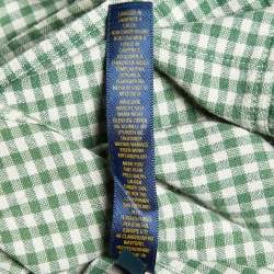 Pre Owned Ralph Lauren Rugby Vintage Green Gingham Check Cotton Shirt M