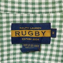 Pre Owned Ralph Lauren Rugby Vintage Green Gingham Check Cotton Shirt M