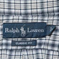 Pre Owned Ralph Lauren Blue Checked Cotton Classic Fit Button Down Shirt S