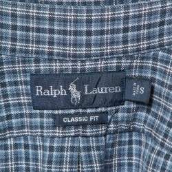 Pre Owned Ralph Lauren Blue Checked Coton Classic Fit Button Down Shirt S
