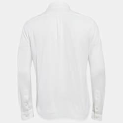 Pre Owned Ralph Lauren White Cotton Pique Knit Button Front Shirt L
