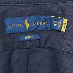 Pre Owned Ralph Lauren Navy Blue Logo Embroidered Button Down Shirt XXL