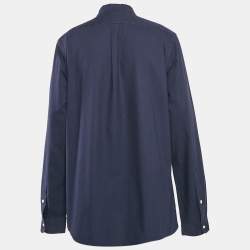 Pre Owned Ralph Lauren Navy Blue Logo Embroidered Button Down Shirt XXL