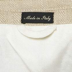 Pre Owned Ralph Lauren Double RL Beige Herringbone Linen Regular Blazer L