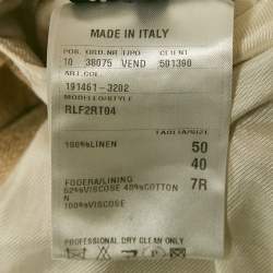 Pre Owned Ralph Lauren Double RL Beige Herringbone Linen Regular Blazer L