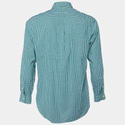 Pre Owned Ralph Lauren Green Gingham Cotton Button-Down Shirt M