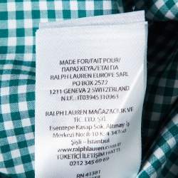 Pre Owned Ralph Lauren Green Gingham Cotton Button-Down Shirt M