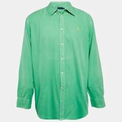 Pre Owned Ralph Lauren Green Cotton Button Front Full Sleeve Shirt XL