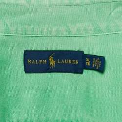 Pre Owned Ralph Lauren Green Cotton Button Front Full Sleeve Shirt XL