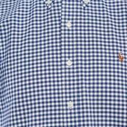 Ralph Lauren Blue/White Gingham Check Cotton Short Sleeve Shirt L