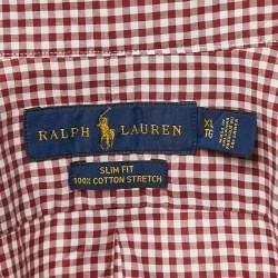 Pre Owned Ralph Lauren Red Gingham Checks Cotton Slim Fit Shirt XL