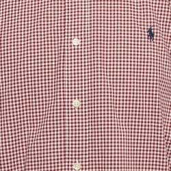 Pre Owned Ralph Lauren Red Gingham Checks Cotton Slim Fit Shirt XL