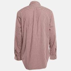 Pre Owned Ralph Lauren Red Gingham Checks Cotton Slim Fit Shirt XL