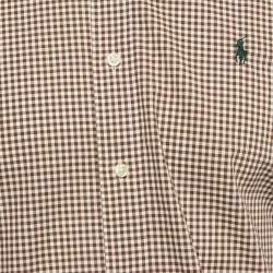 Pre Owned Ralph Lauren Brown Gingham Checks Stretch Cotton Shirt M