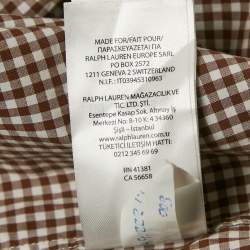 Pre Owned Ralph Lauren Brown Gingham Checks Stretch Cotton Shirt M